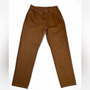 KOWTOW Womens Brown Organic Cotton Button Fly High Waist Jeans Sz S Straight Leg